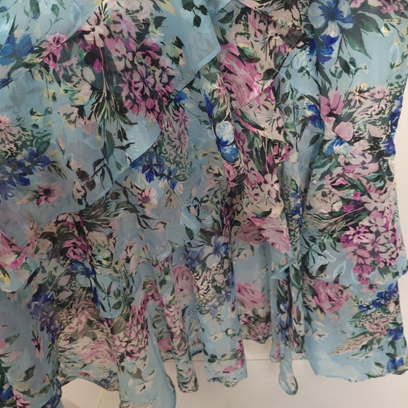 NWT KENSIE Ruffled Floral-Print High-Low MaxiDress Size 12 - Picture 8 of 16
